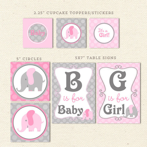 elephant girl printable baby shower decorations detail 1