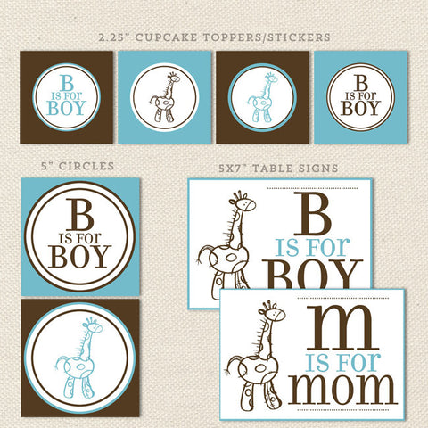 giraffe boy printable baby shower decorations detail 1