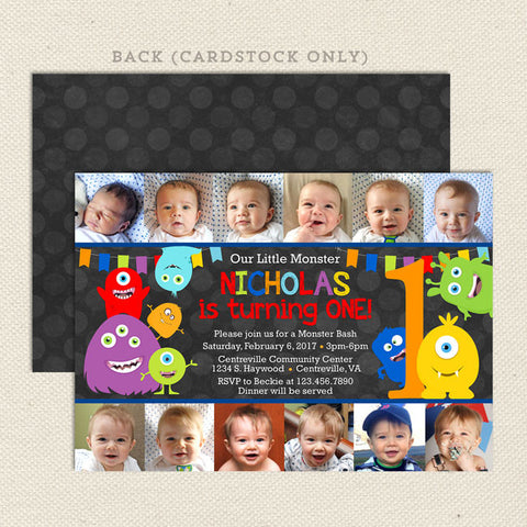 Monster Boy Birthday Invitations