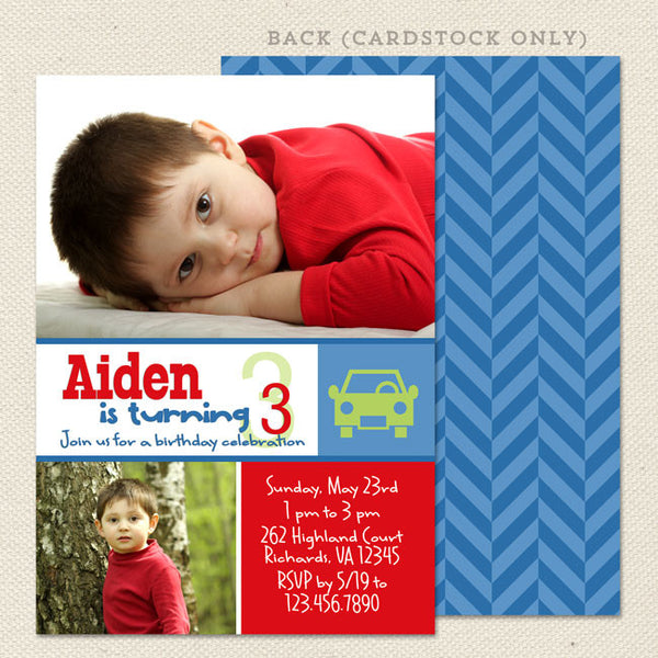 car boy birthday invitation printable