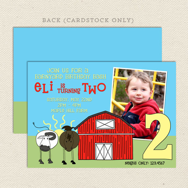 farm barnyard boy printable birthday invitation