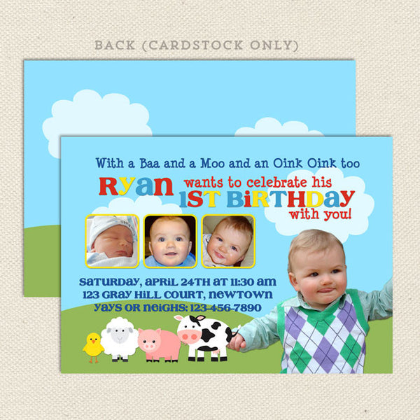 petting zoo farm boy printable birthday invitations