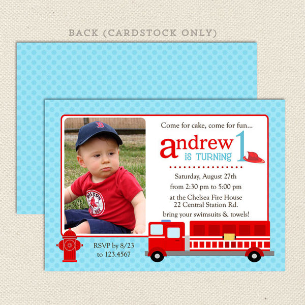 fire engine boy printable birthday invitations