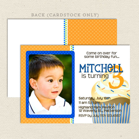 giant cupcake boy printable birthday invitations