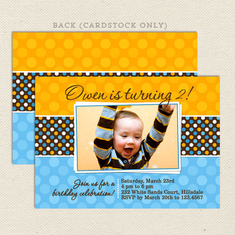 polka dot boy printable birthday invitations