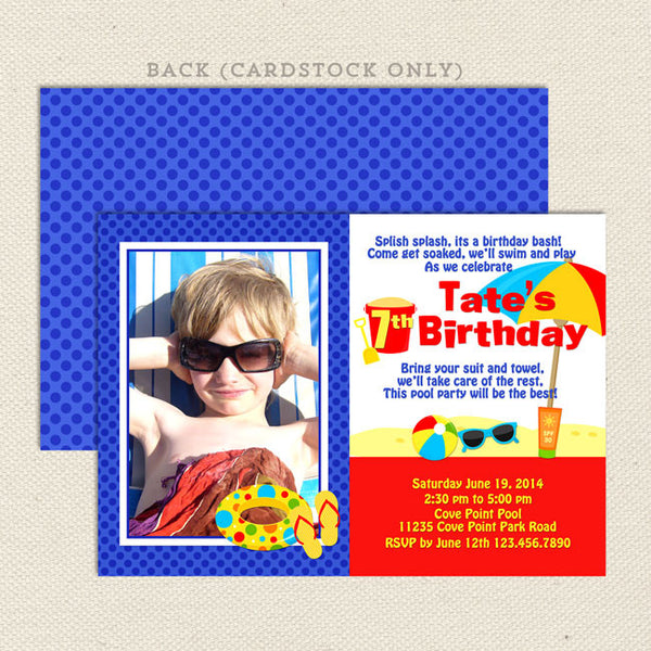 beach boy birthday party invitations printable