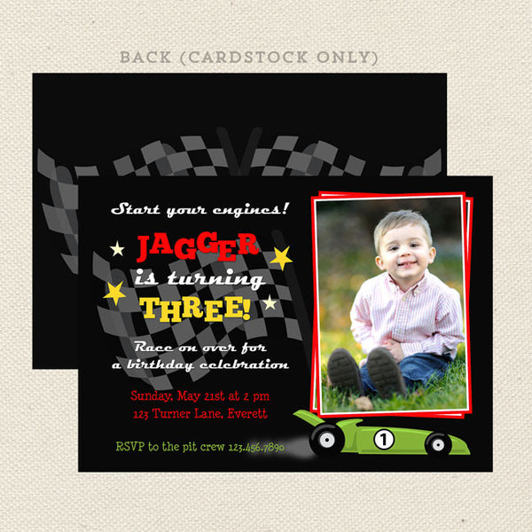 race car printable boy birthday invitations