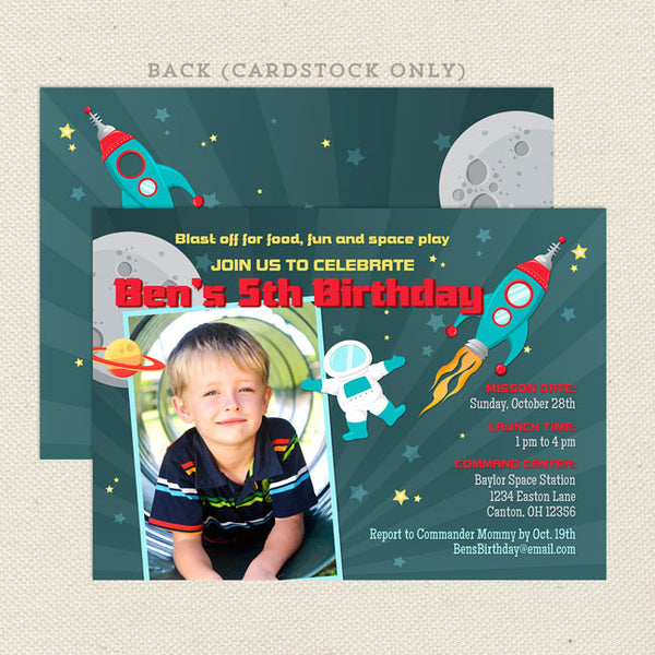 space astronaut printable boy birthday invitations