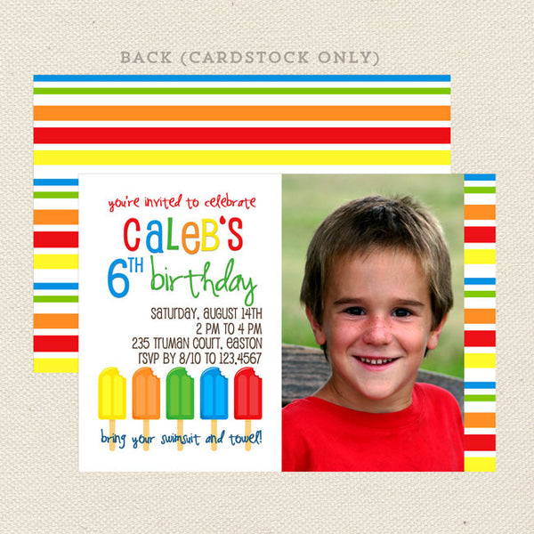 summer popsicle boys printable birthday invitation