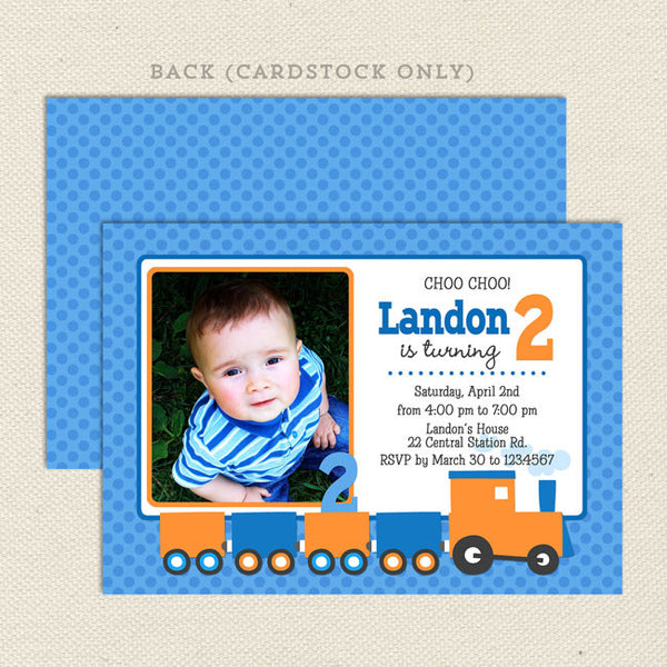 train boy birthday invitations