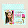 ice cream social girl birthday invitations turquoise printable