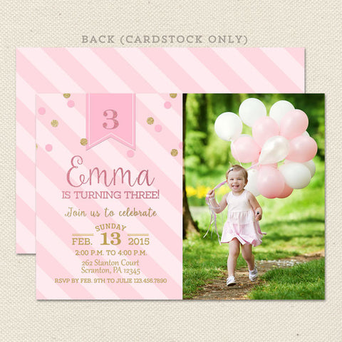pink gold princess printable birthday invitation girl