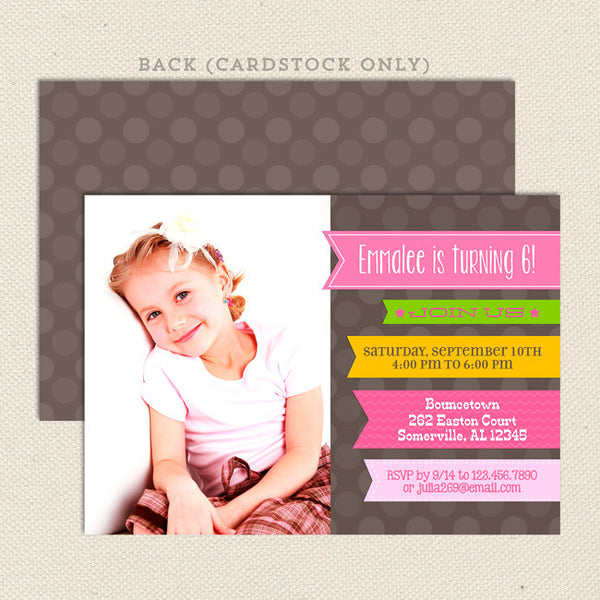 ribbon girl printable birthday invitations