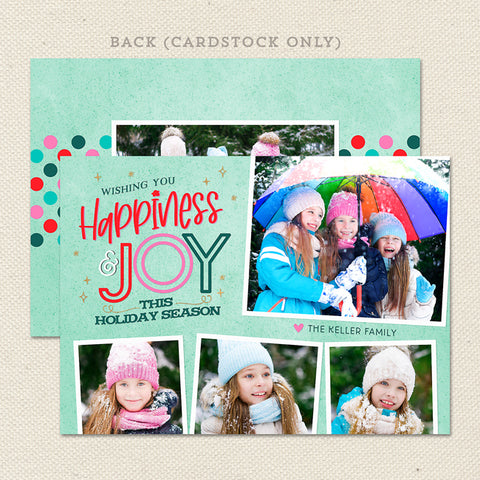 Bright Joy Photo Christmas Card Mint Green Front