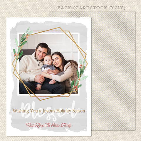 gold polygon modern christmas card gray