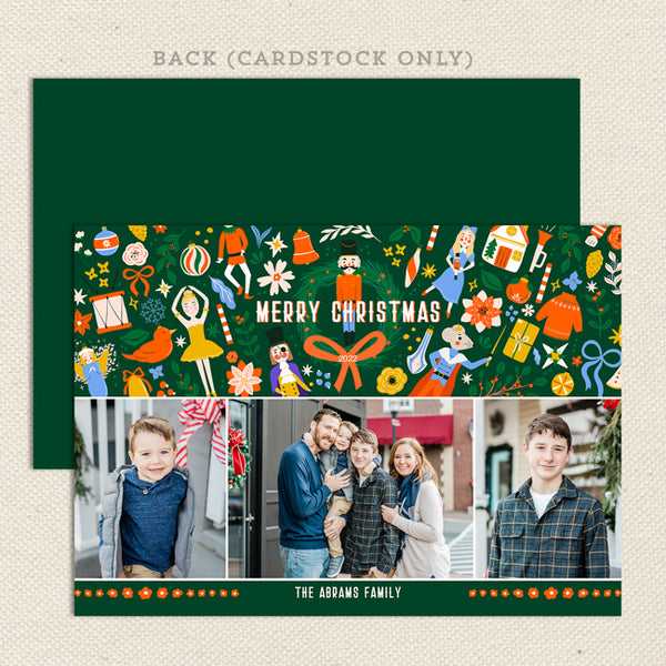 nutcracker themed christmas card green