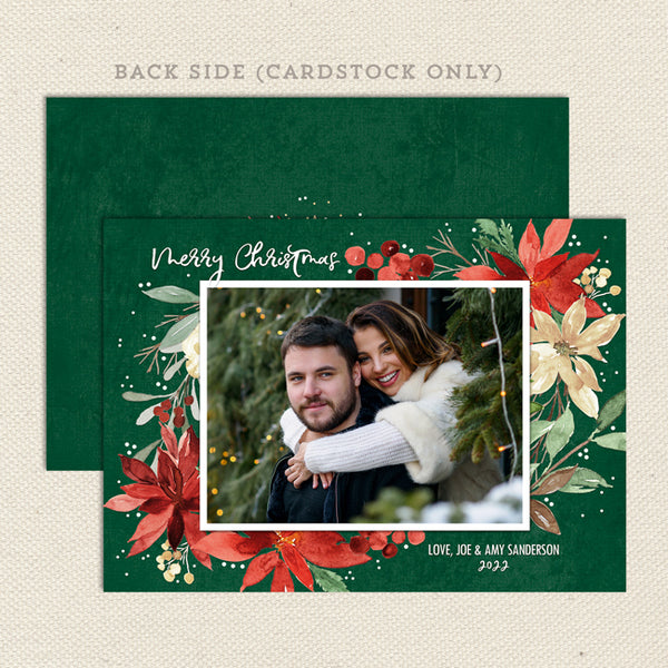 pretty poinsettia printable christmas card green