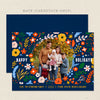 vintage floral christmas card navy blue front