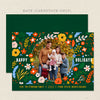 vintage floral christmas card green front