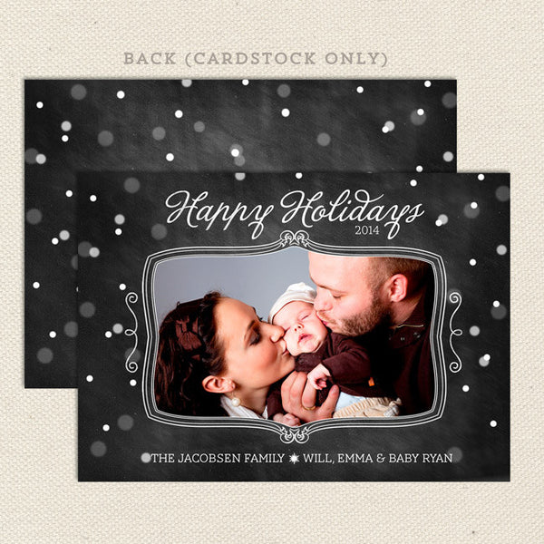 chalkboard snowfall printable christmas card