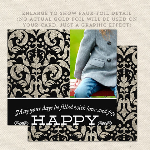 elegant damask printable christmas card detail