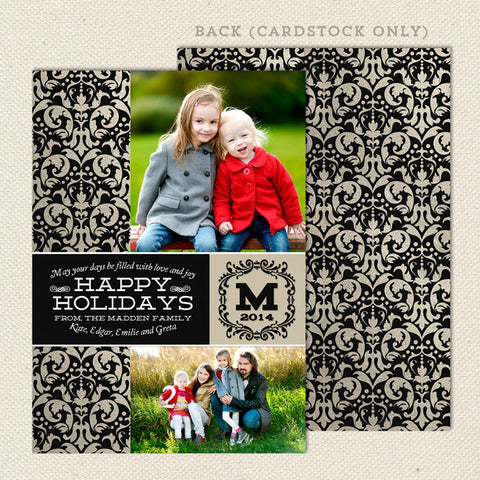 elegant damask printable christmas card