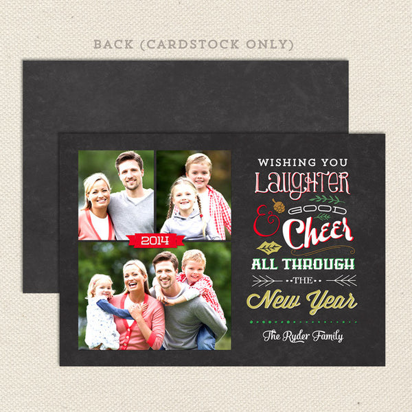 good cheer printable christmas card multi photo
