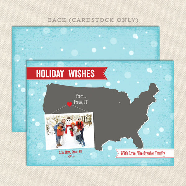 on the map printable Christmas card