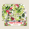 red berries printable christmas photo card back