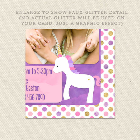 unicorn birthday invitation- detail