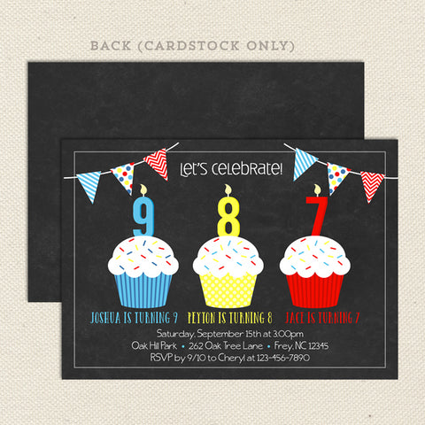triple-cupcake-3-child-primary-birthday-invitation