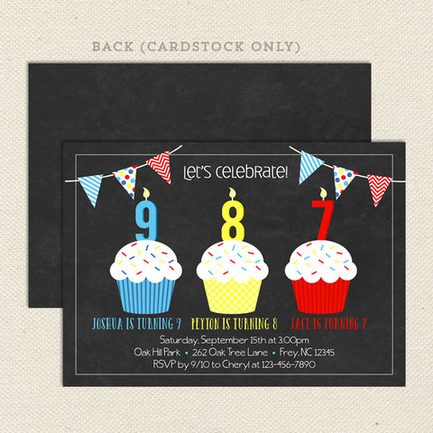 triple-cupcake-3-child-primary-birthday-invitation
