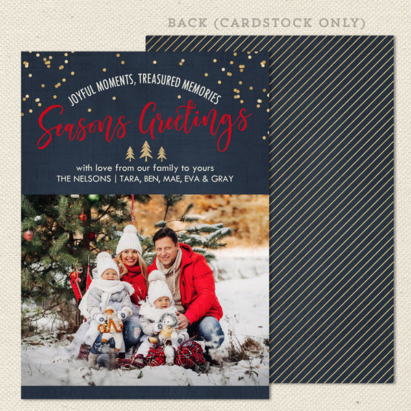 treasured memories holiday christmas photo card navy