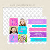 triplet ribbon joint birthday invitation purple blue