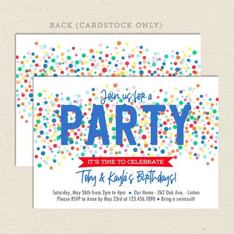 Two Child Double Birthday Invitation