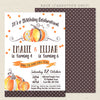 Watercolor Pumpkin Sibling Birthday Party Invitations