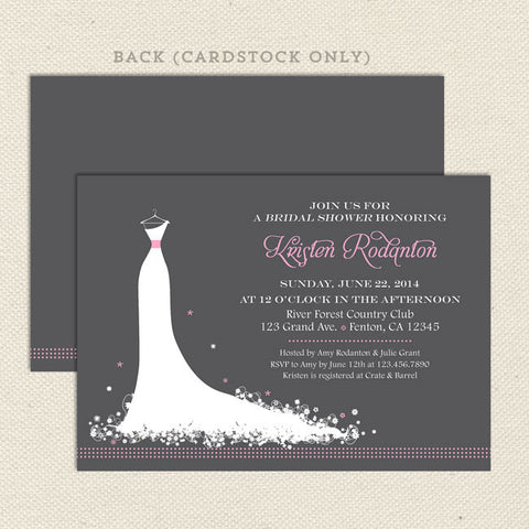 wedding dress bridal shower invitations