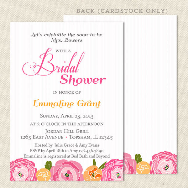 garden bridal shower invitations